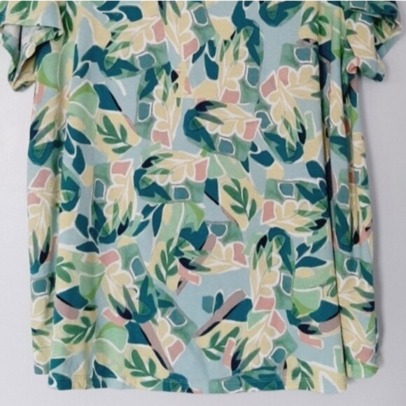 ADDITION ELLE Modern T-shirt Abstract Floral Botanical Green & Blue Top Sz 2X - Picture 4 of 14